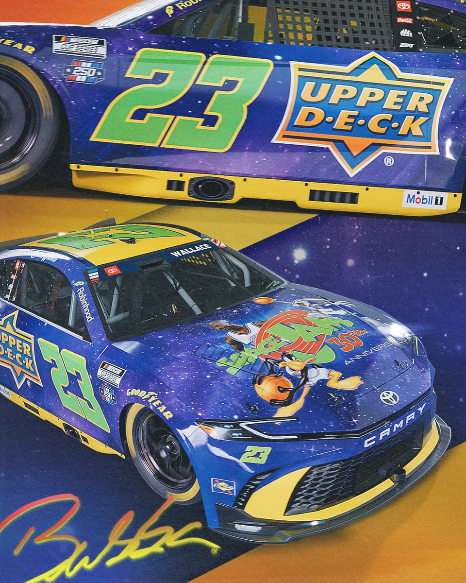 SoleRetriever's tweet photo. RACE JAM: Bubba Wallace’s No. 23 for a ‘Space Jam’ makeover for this weekend’s race at Chicagoland Speedway 🪐🏁 @BubbaWallace 

📷 @UpperDeckSports / @NASCAR https://t.co/rg4FaTTP66