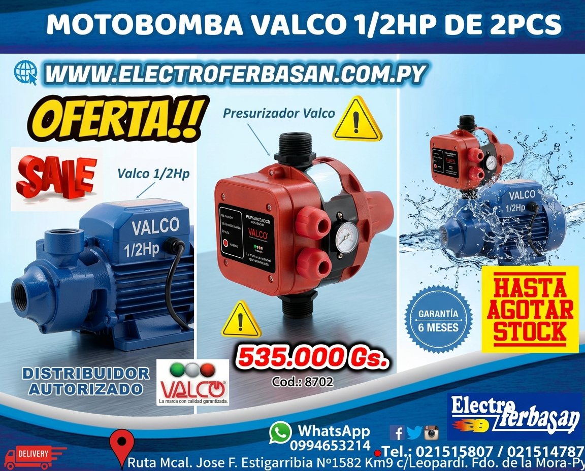 electroferbasan's tweet photo. INSTALA CALIDAD, INSTALA VALCO!!! Te traemos este Super Combo Valco de 1/2Hp.

Consultas al WhatsApp ingresando al link👇 https://t.co/P0jrkdiCB9
🌐 https://t.co/YlMpet9dpw 

#valco #motobombas #presurizadorautomatico #electroferbasan #HaceTupedido #fernandodelamora https://t.co/myztHBZvDD