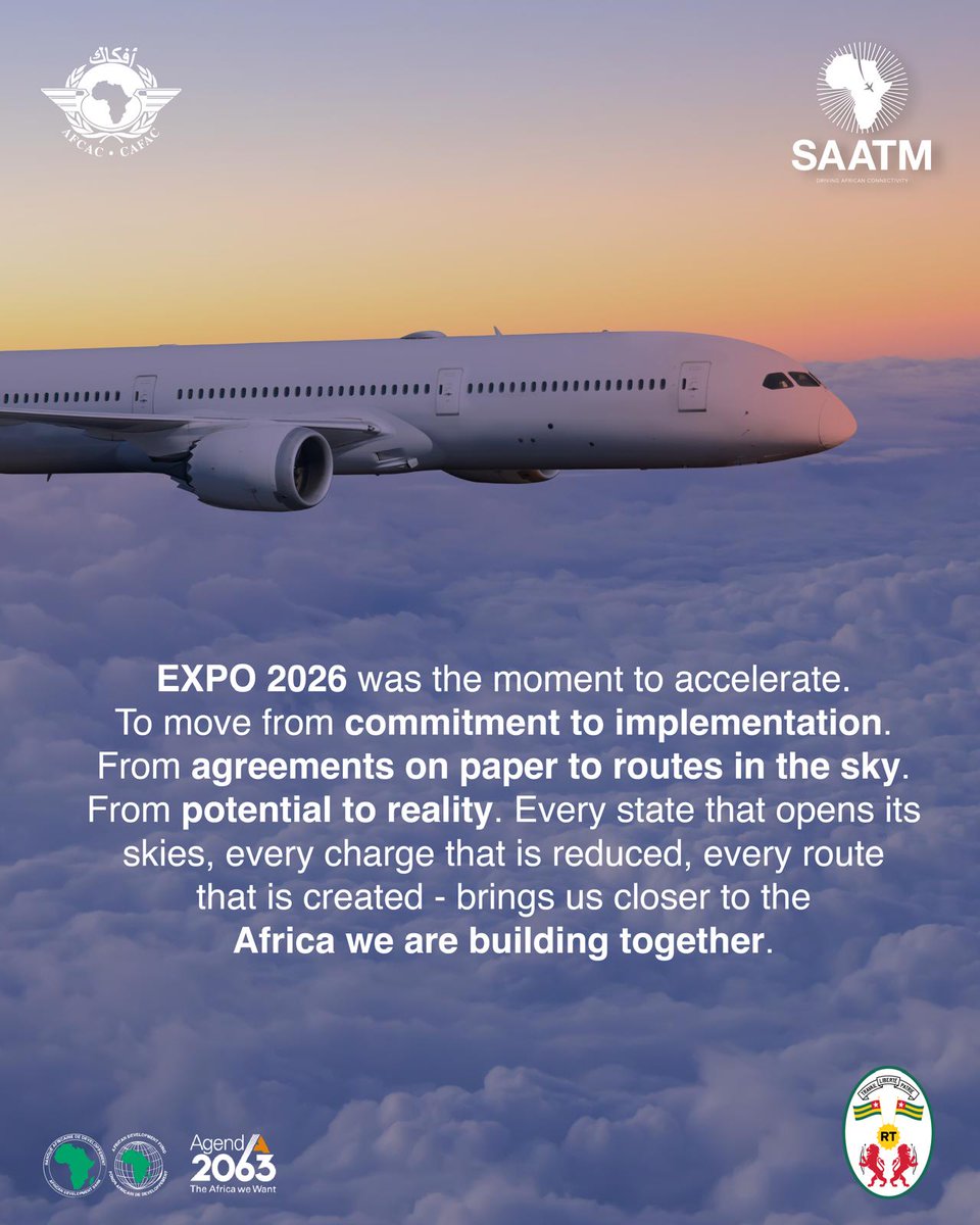 Afcac_Cafac's tweet photo. "The conversations don't end here. They become actions. The partnerships formed become tomorrow's opportunities."

#ANACTogo #AfricanAviation #AirTransport #Lome2026 #SAATM #AFCAC #Connectivity #AfricanIntegration https://t.co/C2oND1Yi2i