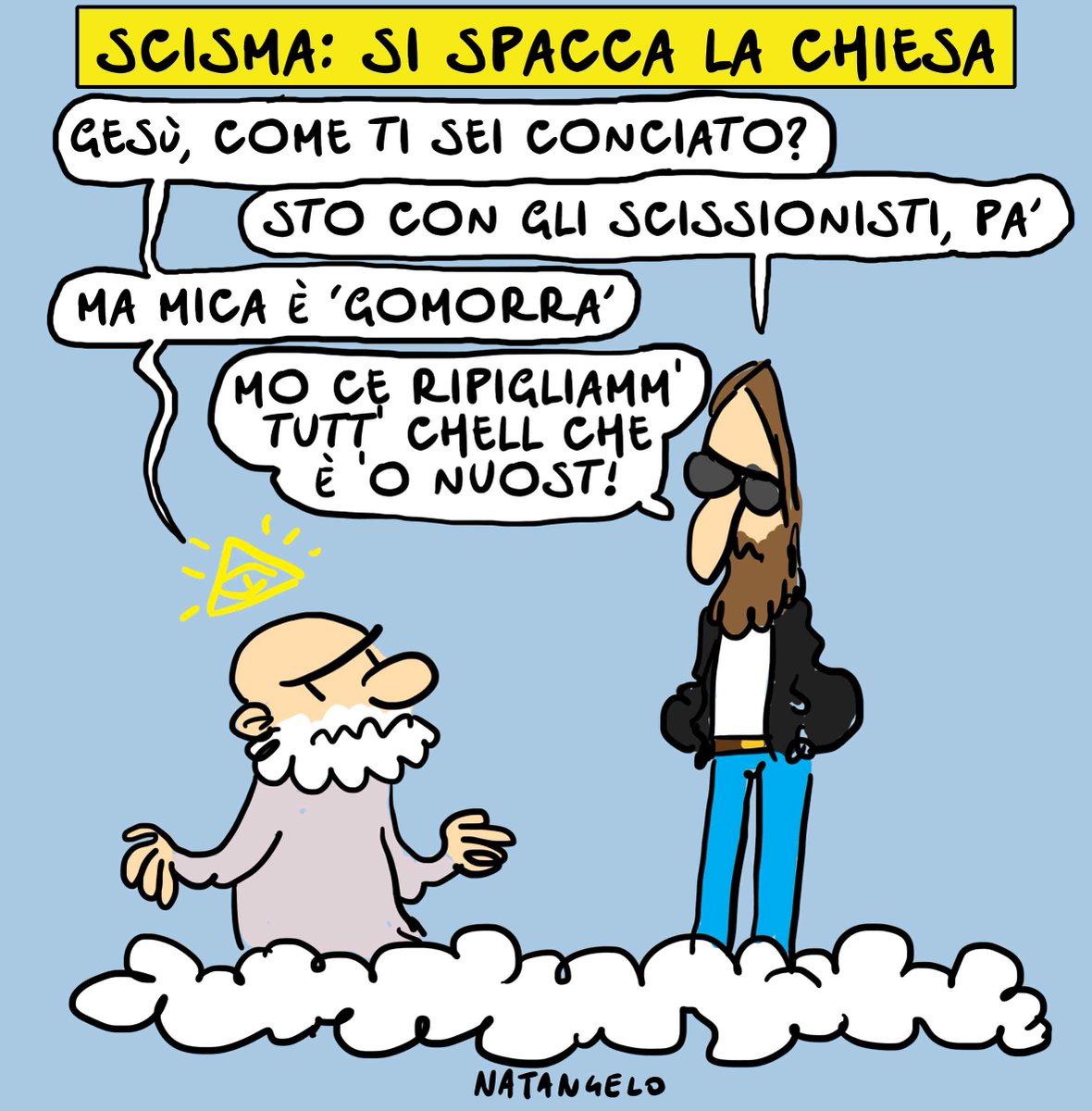 NatangeloM's tweet photo. lo scisma - la mia vignetta per Il Fatto Quotidiano oggi in edicola!
#lefebvre #scisma #satira #vignetta #natangelo https://t.co/0zit5dFJ6z