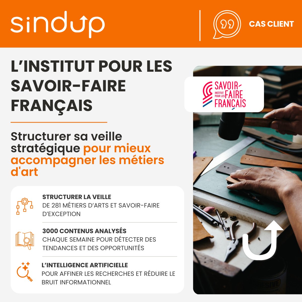 Sindup's tweet photo. L’Institut pour les Savoir-Faire Français (ancien INMA) œuvre à faire rayonner, perdurer et faire grandir les savoir-faire d’exception. Au service des métiers d’art et du patrimoine vivant, l’organisation accompagne les acteurs du secteur dans leurs enjeux de transmission, de valorisation et de développement.

Dans ce contexte, l’Institut s’appuie sur la plateforme Sindup pour structurer et diffuser l’information autour des métiers d’art et des savoir-faire d’exception, tout en facilitant l’accès à des contenus qualifiés et pertinents pour ses différentes communautés.

Résultat : une veille centralisée et organisée qui contribue à valoriser les initiatives du secteur, renforcer le partage d’information et accompagner le rayonnement des savoir-faire français.

Découvrez le retour d’expérience de l’Institut pour les Savoir-Faire Français et leur approche d’une veille au service des métiers d’art et du patrimoine vivant 👉 https://t.co/W1pEnyPVbu