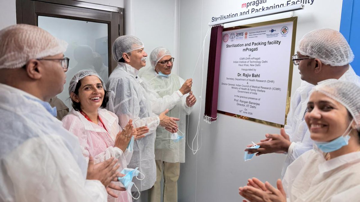 iitdelhi's tweet photo. #IITDelhi is proud to announce the inauguration of a state-of-the-art CNC and Sterilization & Packaging Lab at mPragati, a national translational platform dedicated to advancing medical device and diagnostics innovation. Dr. Rajiv Bahl, Secretary to Government of India, Department of Health Research and DG, @ICMRDELHI, inaugurated the facilities in the presence of Prof. Rangan Banerjee, Director, IIT Delhi. 

The CNC facility provides state-of-the-art precision machining for medical implants, surgical instruments, dental devices, and diagnostic components — enabling indigenous manufacturing with certified biocompatible materials. The Sterilization & Packaging facility provides an end-to-end infrastructure for the development, validation, sterilization, and packaging of medical devices, diagnostics, and biomedical products.

These facilities directly strengthen India’s capability to design, validate, and commercialize high-quality medical devices in line with the vision of #AtmanirbharBharat, while supporting ICMR’s mission of translational biomedical research and advancing national healthcare priorities.