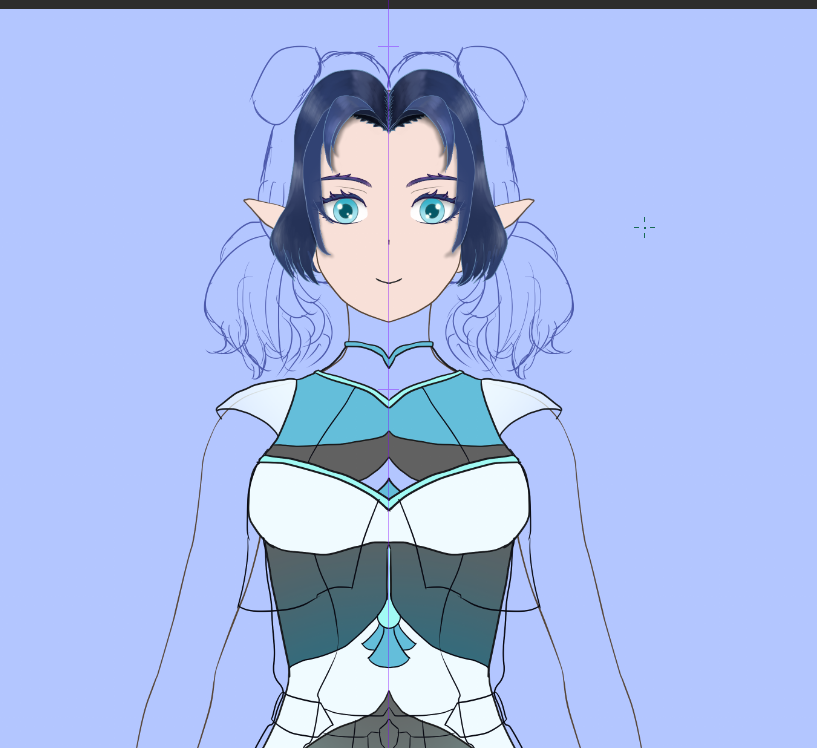 Lythiariena's tweet photo. Meanwhile I am preparing an alternate hairstyle and outfit for @Arcyriea while her main Vtuber model is still in the work. 

I would transfer what was done from her ongoing outfit over to this alternate new design, which could be more simpler to animate for my skill level. https://t.co/w1kDnad12n