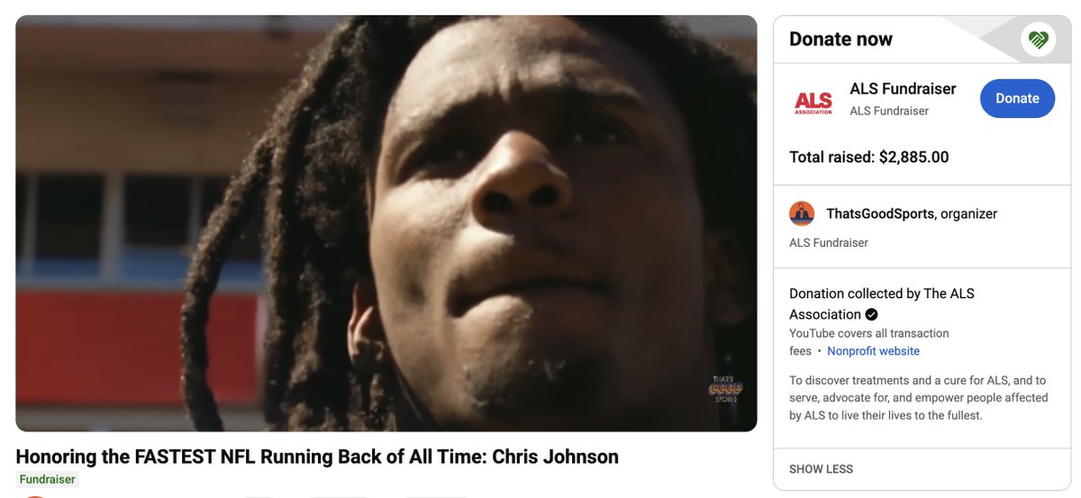 BrandonPerna's tweet photo. Uploaded a Chris Johnson video yesterday. It's a direct fundraiser for the ALS Association and you guys have  donated $2,800 in less than 24 hours. 

It's very cool to see the positivity and support for Chris after he shared what he's going through.
https://t.co/Ib8mgIlRaU https://t.co/qK3HdgDaCJ