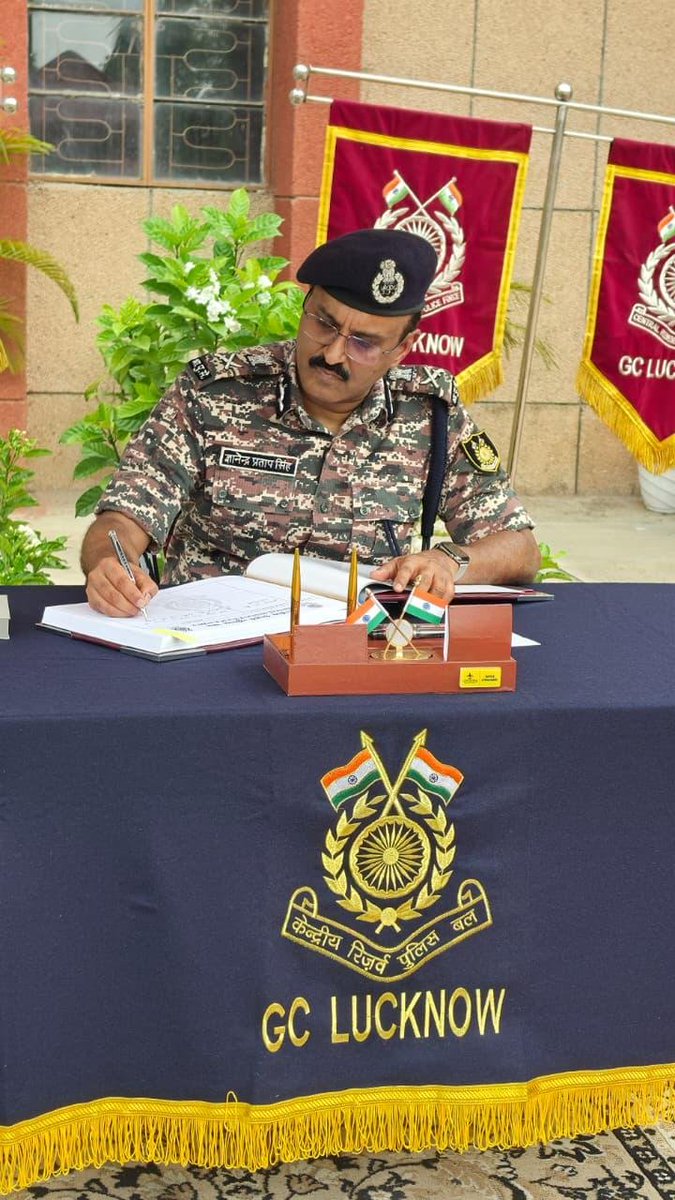 crpfindia's tweet photo. As part of his UP tour, DG @crpfindia Shri @gpsinghips visited GC Lucknow. He paid solemn tributes to the bravehearts at the Martyrs' Memorial and inspected an immaculate Guard of Honour at the Quarter Guard.

#NationFirst
#Vandematram150 
#MissionNaxalMuktBharat2026
@gpsinghips
@CentralZoneCrpf
@CSIGCRPF
@GCCRPFLKW