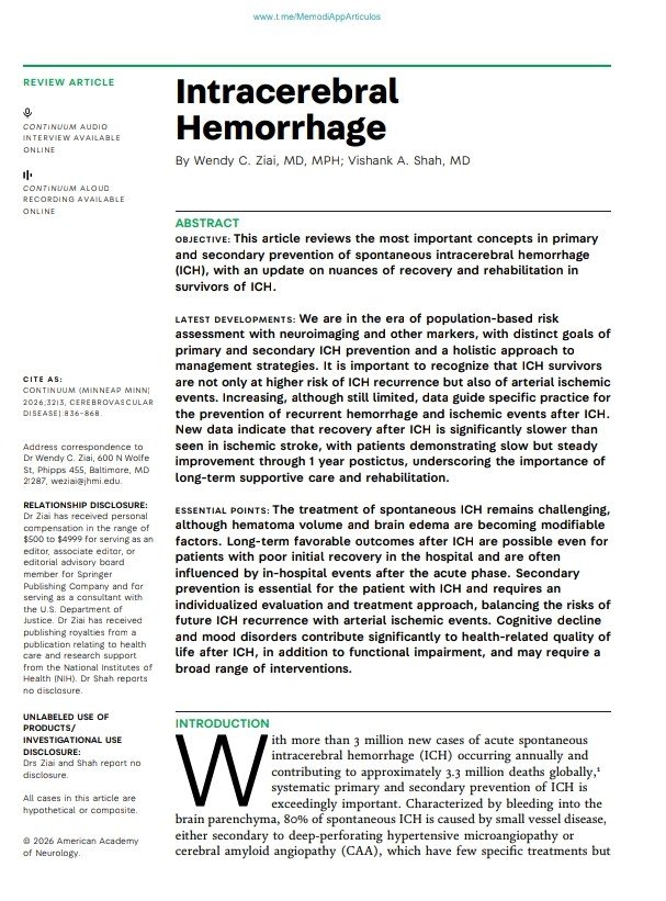 Leo_Santo5's tweet photo. 🧠🩸Hemorragia Intracerebral

🔰📚Continuum 2026

doi: 10.1212/cont.0000000000001713

Enlace a Artículo Completo👇🏻🆓✅
https://t.co/xumUMHaxVK https://t.co/Fd5nygUilU