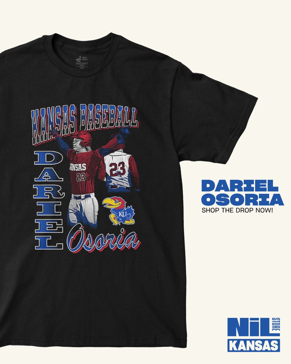 KansasNILStore's tweet photo. The official Dariel Osoria drop is live. Support #23 directly and upgrade your fan gear today. @KUBaseball 

🔗https://t.co/CV6wwcEYZ1 https://t.co/zCwbPupc3C