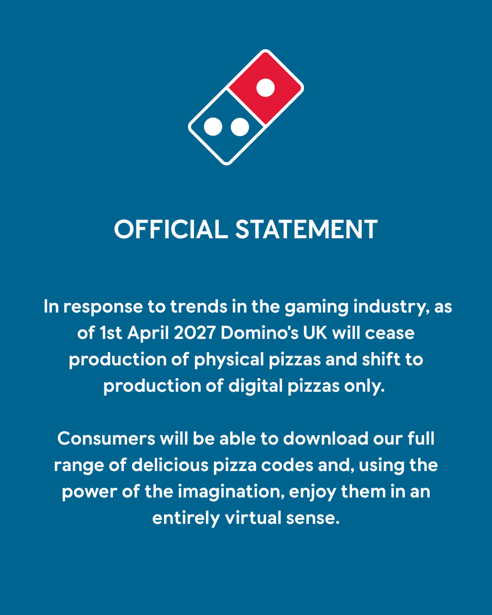 CartoonsOTMoon's tweet photo. Domino's emitió un comunicado para burlarse de PlayStation:

💬 «Domino's UK cesará la producción de pizzas físicas y pasará a producir solo pizzas digitales». https://t.co/gVYc4msIqv