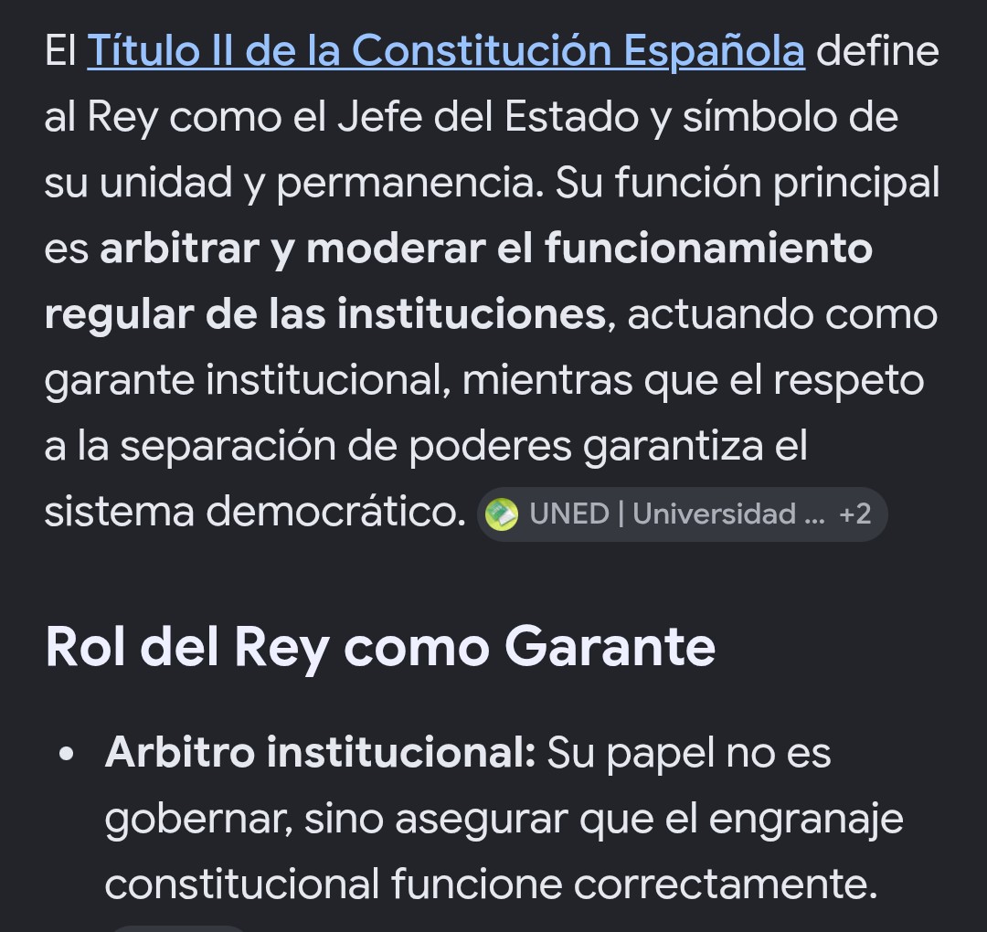 zharion7's tweet photo. @laquefaltaba10 Y el rey mirando las margaritas.
Y si.
Esto es competencia directa del rey.
Está sucediendo exactamente aquello para lo que la Constitución dice que está la figura del rey:
Para garantizar que el ejecutivo respeta al legislativo y no se salta alegremente al judicial: https://t.co/60oC0S632Q