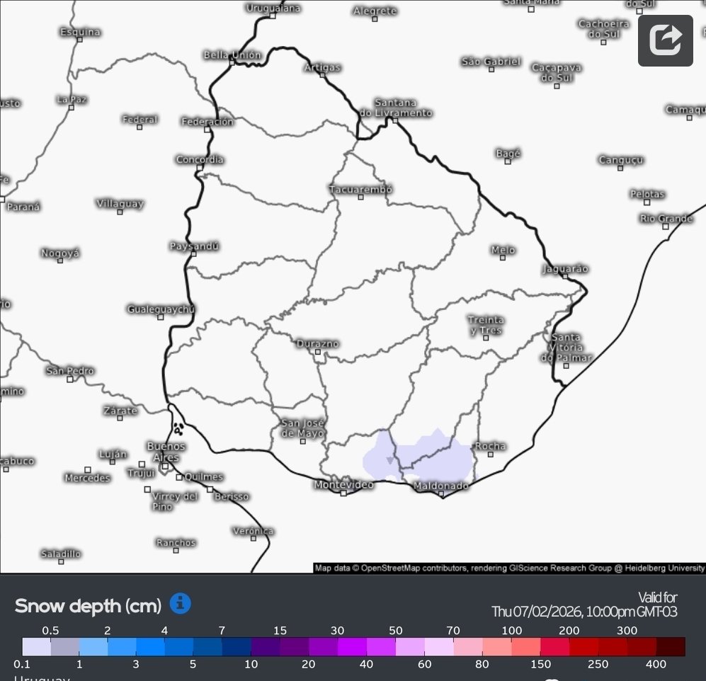 Estacion_bcp's tweet photo. #Nieve #AirePolar | Ingreso y refuerzo de aire polar en #Uruguay
 
Período: Noche del jueves 2 de julio y madrugada del viernes 3 de julio
 
Con un refuerzo significativo que afectará el territorio uruguayo durante el lapso mencionado https://t.co/7JP1xZ5gkm https://t.co/Z7dQVttnKI