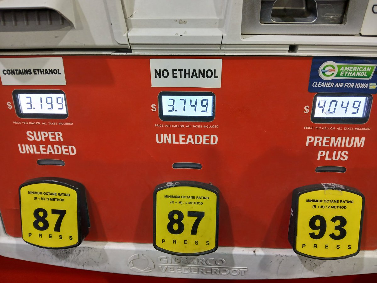 Packmule1974's tweet photo. 3.74  no ethanol  In IOWA!  2 BUCKS A YR AGO. PRICED GOUGING  7-1-26  1 YR AGO 2 BUCKS. https://t.co/ivSDWnSkXV