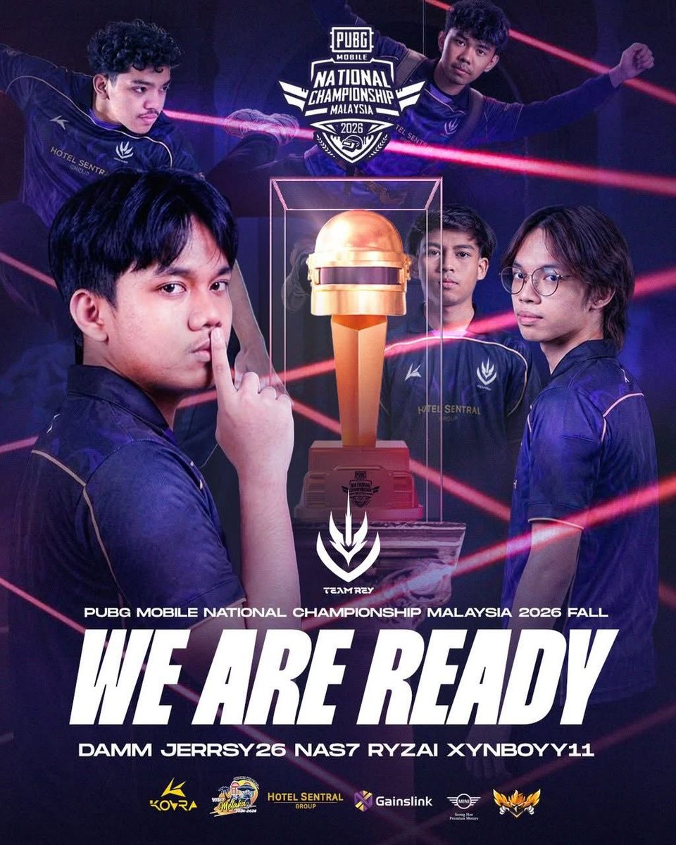 Gainslink's tweet photo. The stage is set. Tomorrow, it’s game time. 🎮
Gainslink's Team Rey is ready to battle at the PUBG Mobile National Championship Malaysia 2026 Fall — July 3–5.
Play with confidence. Fight until the end.
Let's make it count. 🙌
#Gainslink #TeamRey #PUBGMOBILE #PMNC https://t.co/AQ3XdRXXp3