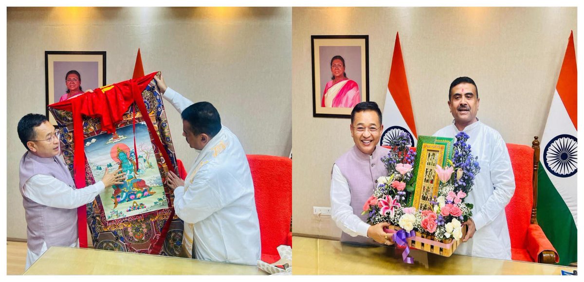 SuvenduWB's tweet photo. Delighted to host the Hon'ble Chief Minister of Sikkim; Shri Prem Singh Tamang Ji, at Nabanna today.
It was a pleasure to exchange warm greetings and discuss matters of mutual interest between our two States. Sikkim and West Bengal share deep historical, cultural and People-to-People ties. We are committed to strengthening this bond for the progress and prosperity of our People in the days ahead.
@PSTamangGolay