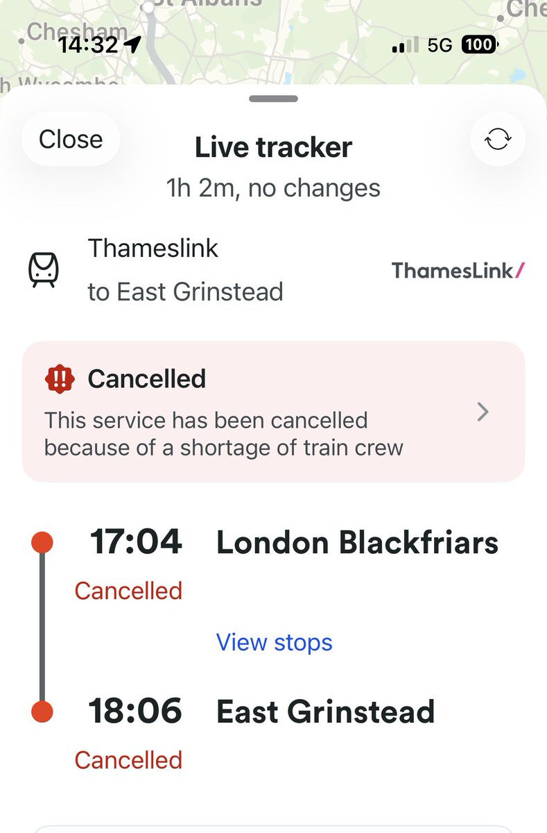NinetofiveB's tweet photo. @AbouEG @mimsdavies Train home already cancelled tonight / lack of train crew! https://t.co/52rsZsN0Mn