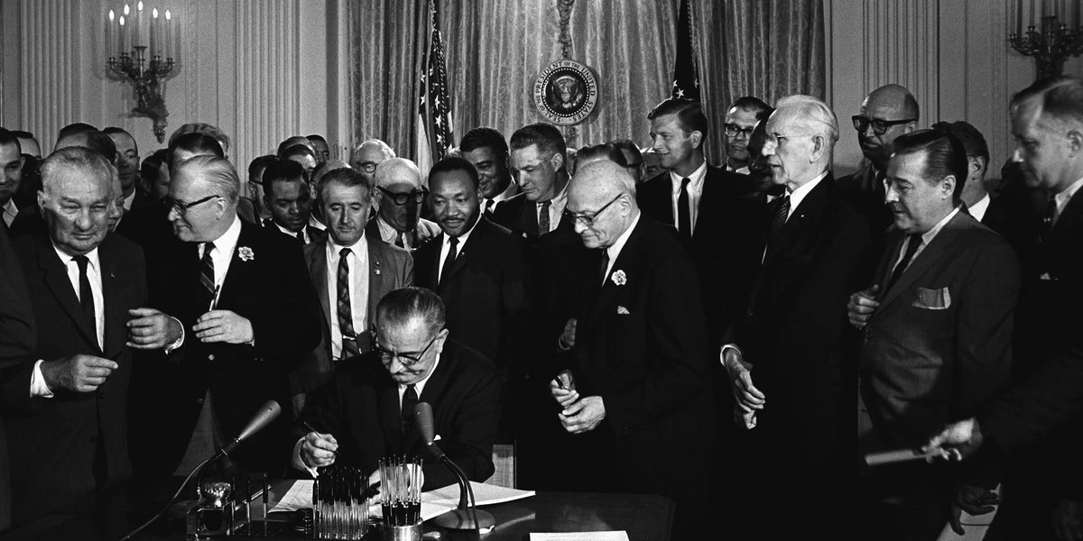 RepMoskowitz's tweet photo. When Lyndon Johnson signed the Civil Rights Act of 1964, few could have imagined only years earlier that such a bill was possible. With the stroke of a pen, the end of legal segregation was written into law, moving us closer to the founding promise of life, liberty, and the pursuit of happiness for all.

The work it took to reach that moment spanned decades, if not centuries, carried by those who marched, organized, and refused to accept injustice as permanent. Progress is never guaranteed. It has to be defended in every generation.

At a time when basic rights are being questioned and rolled back, this anniversary is a reminder that the freedoms we share were never given freely. They were won, and they have to be protected.