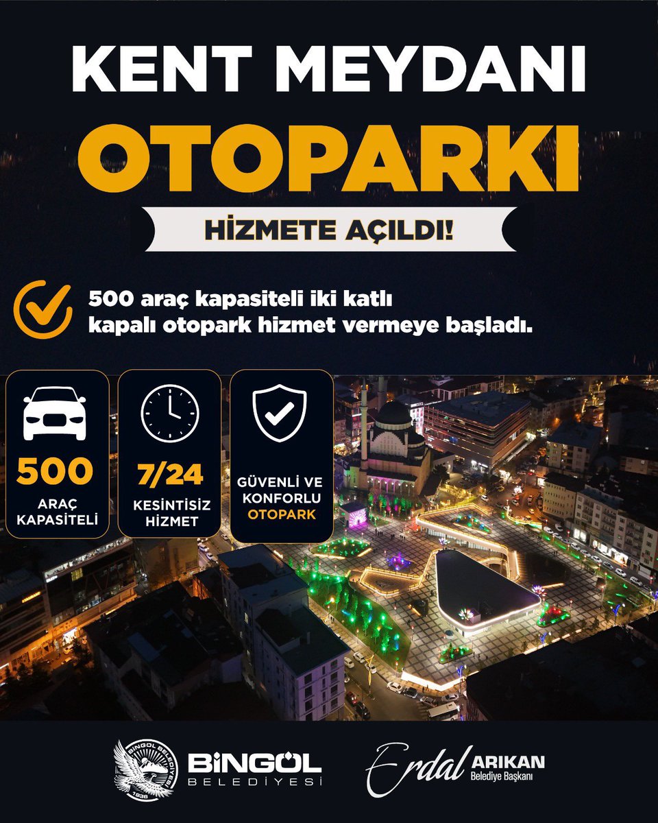 bingolbelzazaki's tweet photo. 📍Otoparka Sergureti ê Meydonê Bajari Kot Fealiyet. 

Otoparka sergureti ya ki bınê Meydojê Bajari dı vıraziyaya, kot fealiyet. Inka ra pey merkezê şarıstoni dı hem sıxletiya wesayiton bena tay hem zi trafik beno rehat. 

🚗 Qê 500 wesayiton otoparka 2 qat
🕒 7/24 xızmet diyeno. https://t.co/ndVawJ57FB