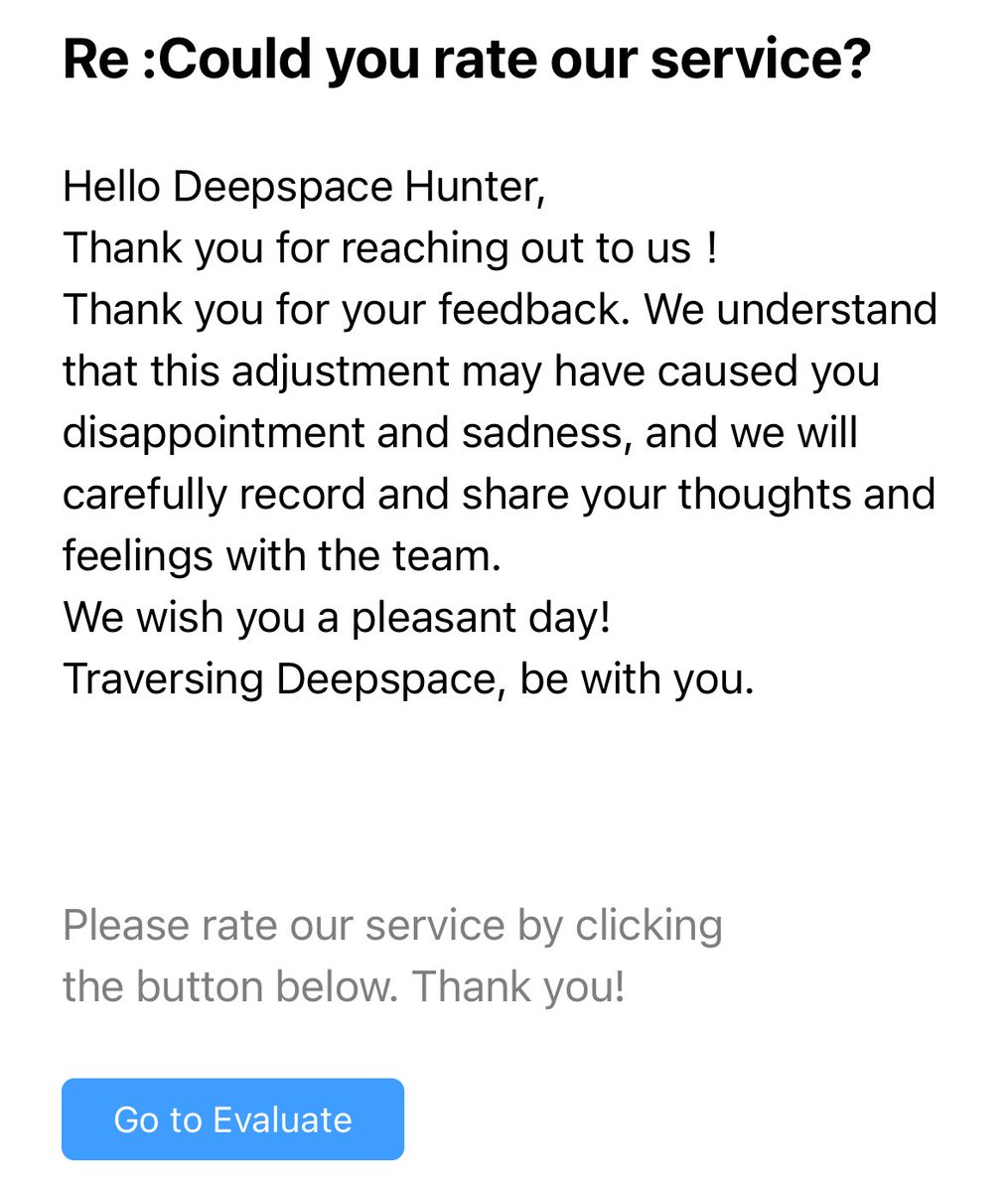 izusuki's tweet photo. the email response 🫠 you do not want me to rate your service right now #bringvalkoback https://t.co/J2EB1dDBBI