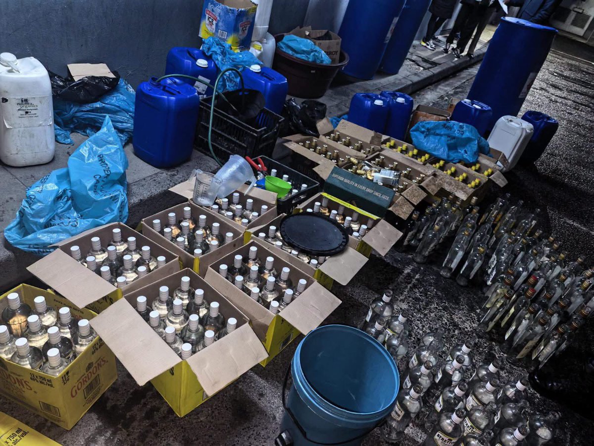 Abramjee's tweet photo. An intelligence-driven operation by the Gugulethu Crime Prevention Unit, Cape Town, has uncovered an  illicit liquor manufacturing facility in Gugulethu, leading to the arrest of five suspects aged between 19 and 50.

Police seized liquor bottles, labels, packaging equipment, small containers and large containers of chemicals believed to be used in the production of illicit alcohol. 

The suspects are expected to appear in the Athlone Magistrate’s Court on charges of manufacturing illicit liquor.

In a separate #OperationLockdown3 operation in Valhalla Park, Bishop Lavis, police arrested two men, aged 45 and 55, after allegedly finding 92 mandrax tablets during a stop-and-search operation. 

They are due to appear in the Bishop Lavis Magistrate’s Court once charged.