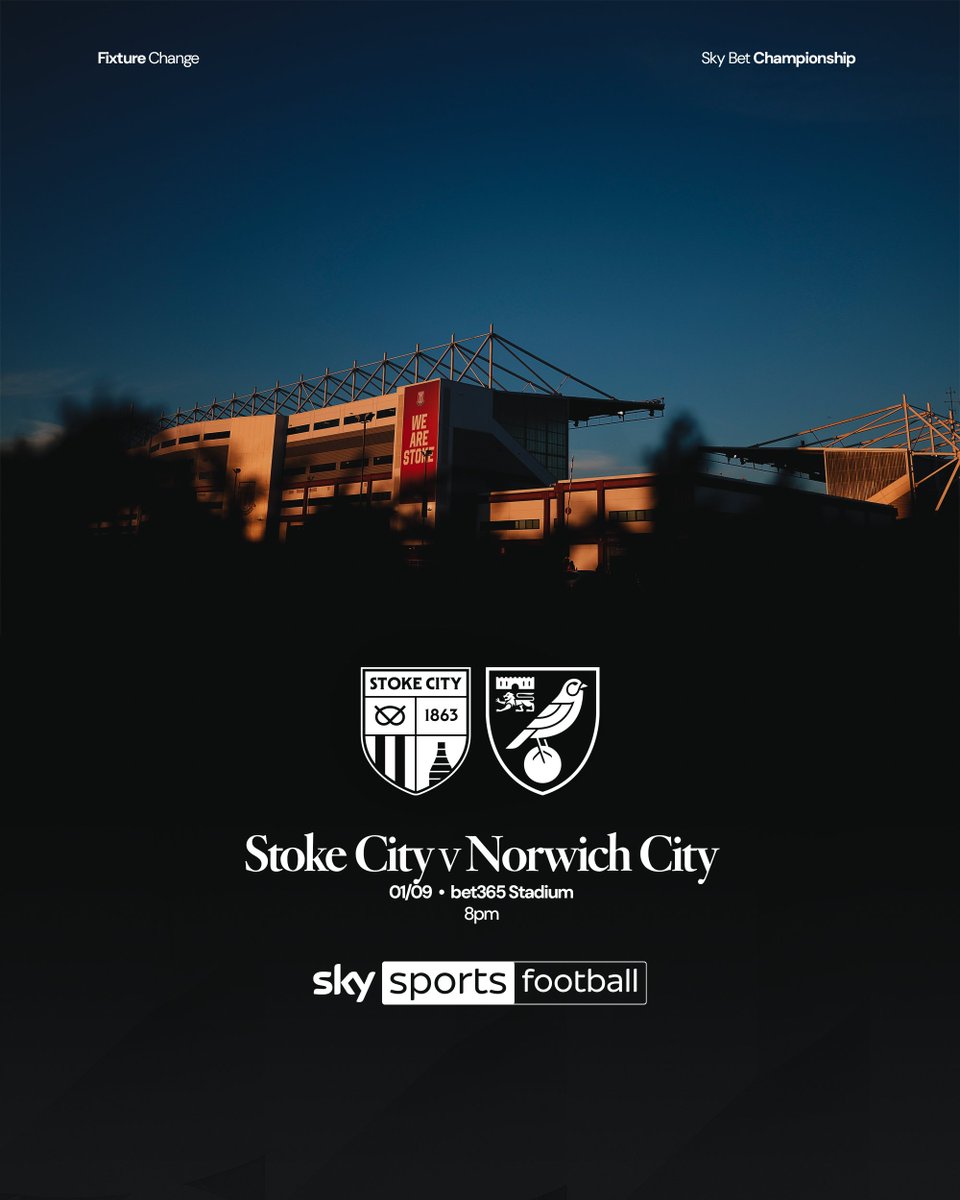 NorwichCityFC's tweet photo. Our upcoming @SkyBetChamp fixtures away to Millwall and Stoke City have been selected for Sky Sports broadcast. 

🆕⏱️
🦁 Saturday, August 22 (KO 12.30pm)
🔴 Tuesday, September 1 (KO 8pm)