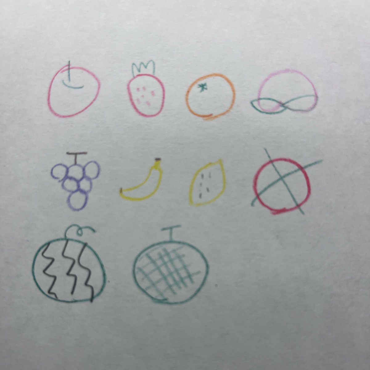 s27_reality's tweet photo. 🍎🍊🍌🍋🍇🍓🍈
       4日目のお題は
         2分で果物
🥝🍒🥭🫐🍉🍍🍑

意外と果物って思い浮かばないね😔

#REALITY https://t.co/QcYKJahTpI