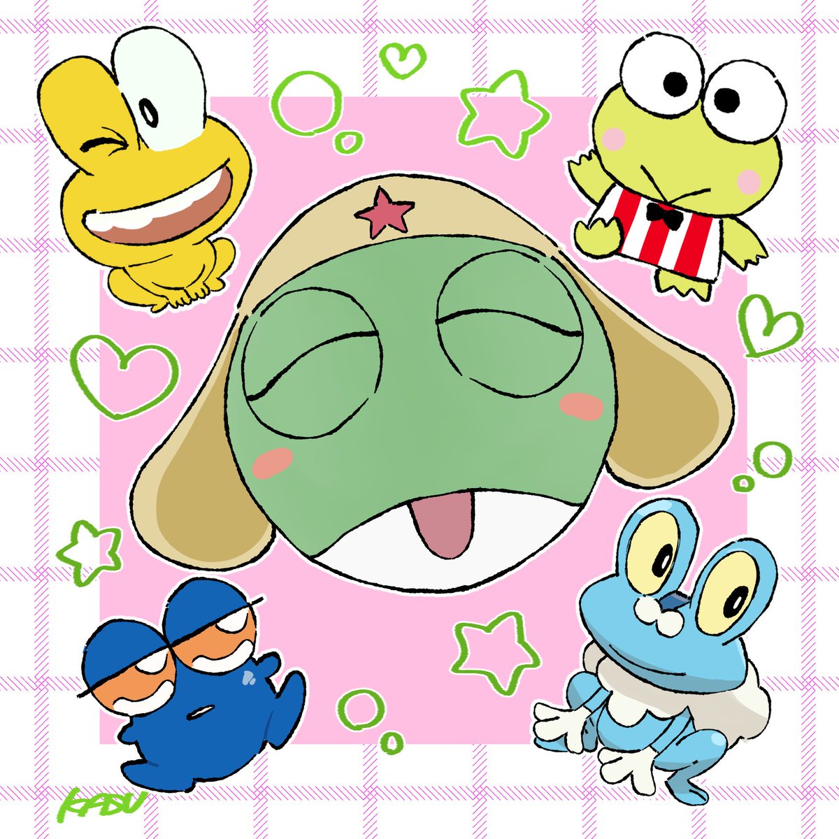 竜と蛙のコラボ絵日記 ギャラリーケロケロ 初版 妹にこの絵を見せたら左下のカエル誰？と言われた。そうか、ケロケロ