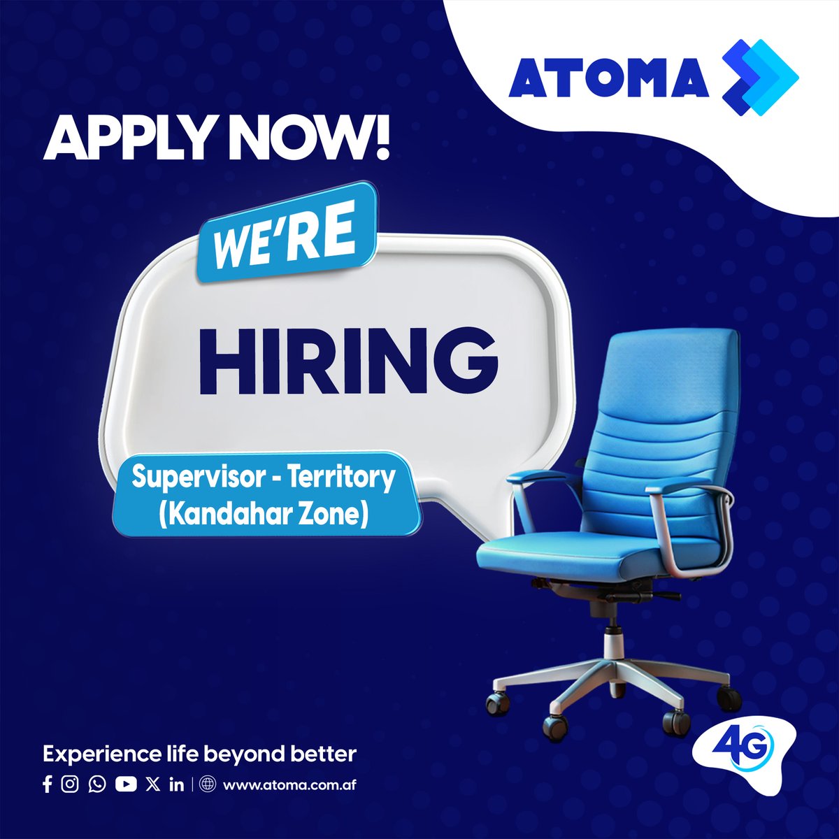 AtomaAfg's tweet photo. Vacancy announcement!
Join the ATOMA family!
Job Title: Supervisor - Territory (Kandahar Zone)
Click the link below for more details.
https://t.co/erzpqFIFUs
#ATOMA #Vacancy #Job #Announcement #JoinATOMAFamily #Supervisor #Kandahar https://t.co/tjfMDF0haq