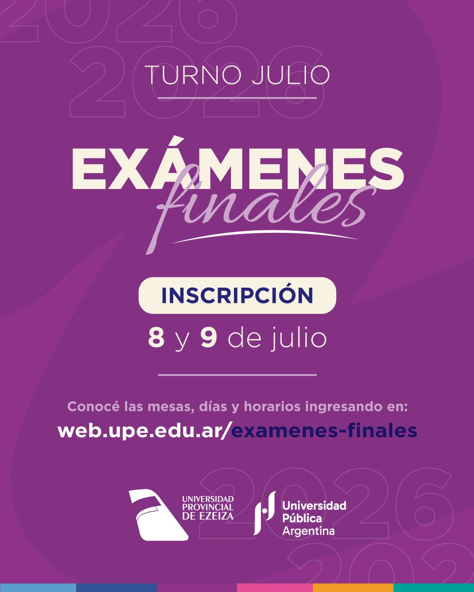 UPE_Ezeiza's tweet photo. Ya están disponibles los días y horarios de las próximas mesas de finales.

Si estás pensando en rendir en esta instancia, ya podés ingresar a nuestra página web y consultar cuándo se realizará tu examen:

https://t.co/tORSnZRJU3 https://t.co/c31kiEFOsv