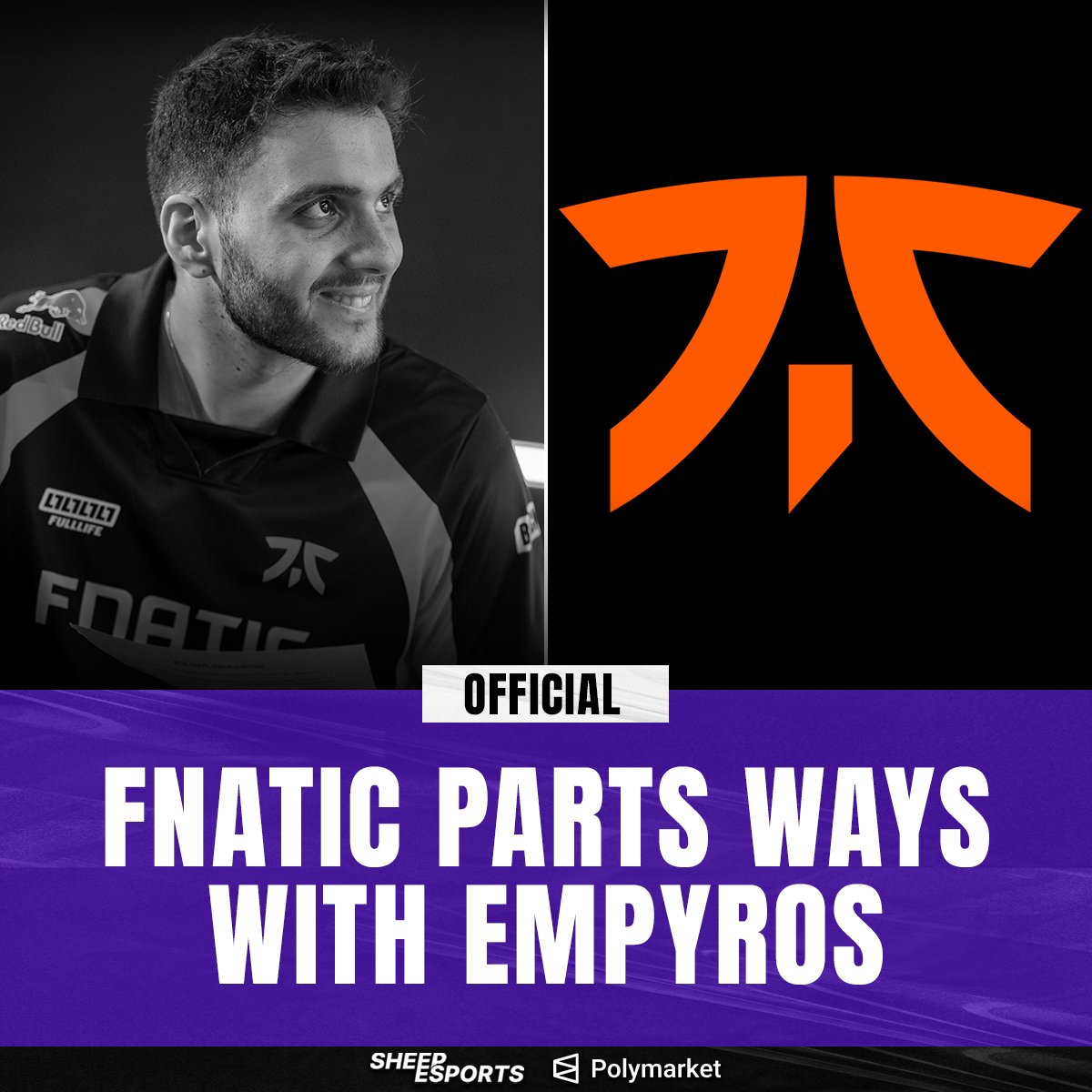 Sheep_Esports's tweet photo. [OFFICIAL] FNATIC 🇬🇧 parts ways with Toplaner Empyros 🇬🇷

The Greek Toplaner spent 6 months with the team https://t.co/WIlIKZdj8U