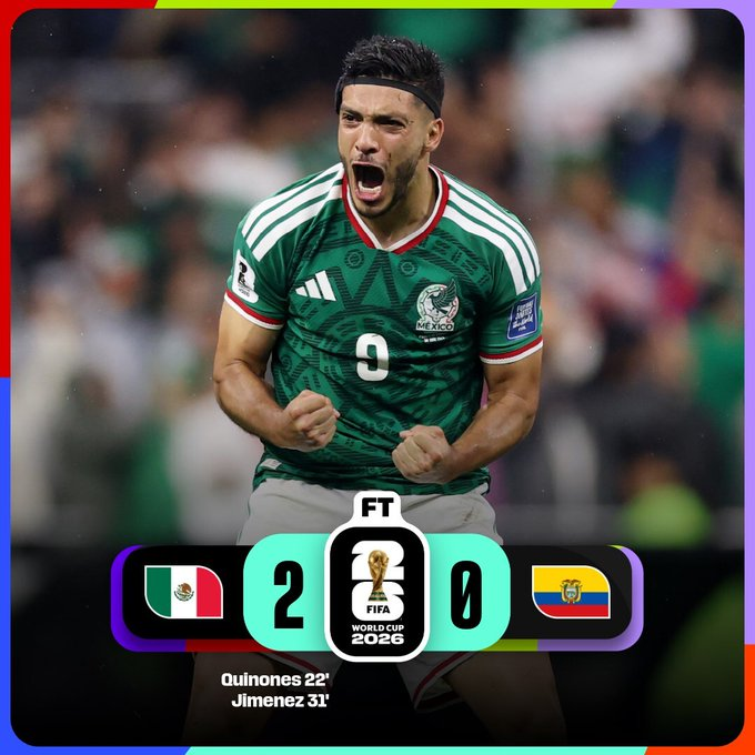 PSVPoland's tweet photo. 79/104 🇲🇽🇪🇨 (2:0) #MEXECU
Gospodarze wygrali w fenomenalnym stylu. Naprawdę niezmiernie podobała mi się gra Meksyku w tym meczu. Zagrali wzorowo tutaj nie było do czego się przyczepić. W taki sposób wykorzystuje się handicap w postaci prowadzenia mundialu. https://t.co/Ds8m3yPNAo