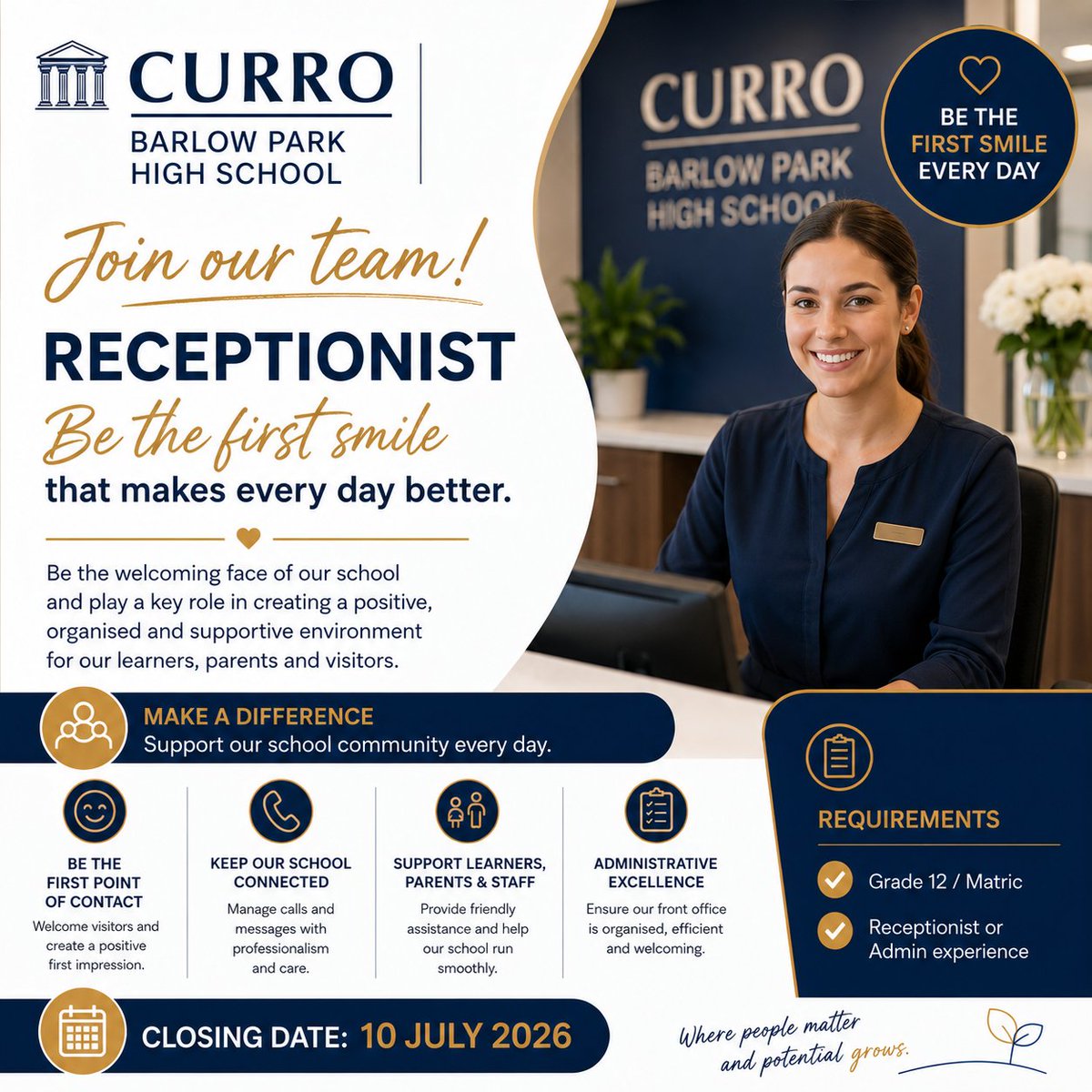 tumelo_br's tweet photo. 📌CURRO is hiring!

✅Receptionists

📍Sandton 

Est Salary: R9,000 - R15,000 p/m 

Minimum Requirements:
- Grade 12/ Matric only! 
- Computer literate 
- Receptionist or admin experience 

Closing Date: 
10 July 2026

Apply ASAP: https://t.co/g3TcTKOlOR https://t.co/43tWsj6dCJ