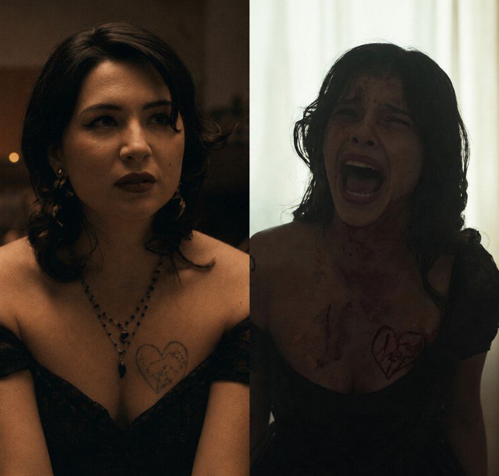Samthrilzz's tweet photo. I can’t stop thinking about how Wish Nikki wasn’t even just obsessed with Bear at a normal human level, she was literally trying to emotionally skinsuit every single entity he ever loved so he’d have zero choice but to look at her.
​Like killing Sarah wasn’t enough, she had to put on her actual clothes and then literally slice her own flesh to copy the tattoo just to become a patchwork version of what he missed. It’s like her brain glitched and decided if she couldn’t be the perfect Nikki, she’d just parasite her way into becoming Sarah instead. This movie is actually so deeply sick for that. #obsession