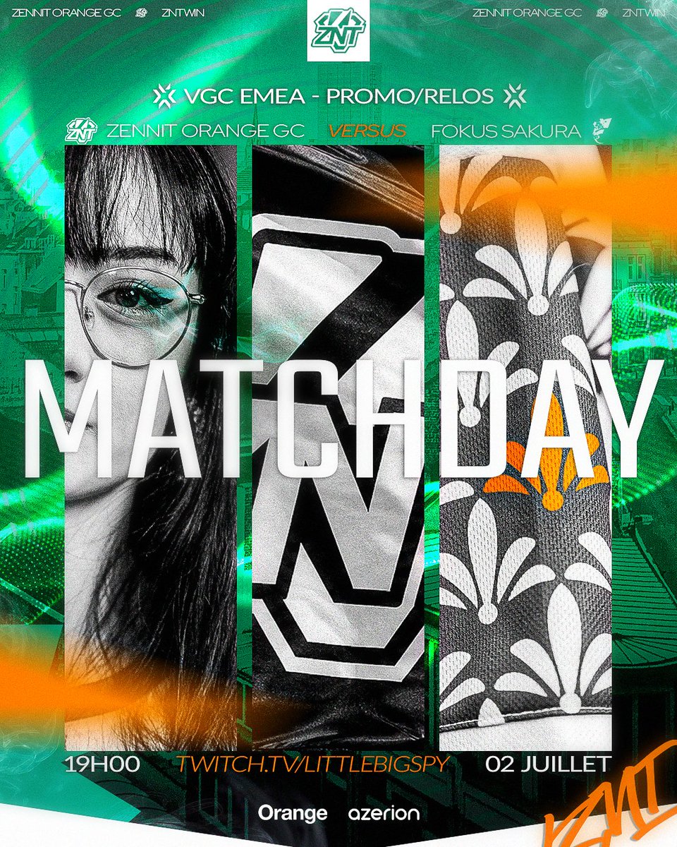 zennit_gaming's tweet photo. Promo/Relos GC | Matchdayyyyyy - Jour 1 🌟

Nos ZNT Orange GC ont une place en main évent à récupérer ! 🫡

⏳ 19h, BO3 
🆚 @FOKUSValorant Sakura 
💬 Watchparty 

#ZNTWIN 💜 https://t.co/cZhJ83IgW2