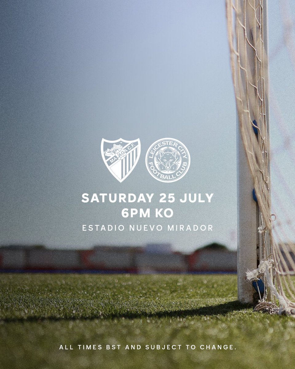 LCFC's tweet photo. We'll face Cádiz and Málaga in Spain, before hosting Genoa ahead of the new season ☑️