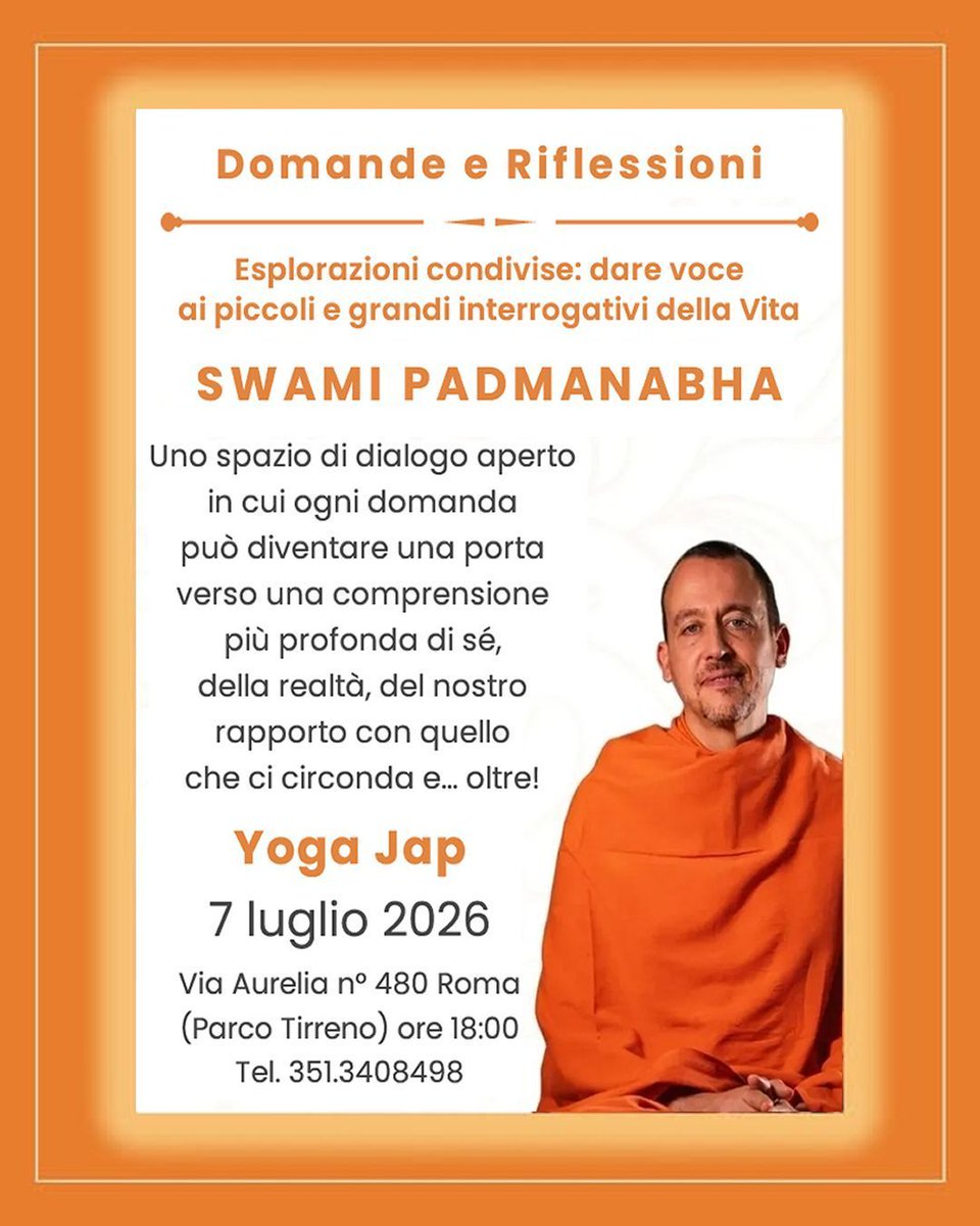 yogajap's tweet photo. Sat Nam!

Martedì 7 dalle 18 in poi saremo di nuovo insieme a Swami Padmanabha e al Satsanga Cesano di Roma per un nuovo momento di condivisione di Insegnamenti.

Si tratterà di uno spazio "aperto" di domande-risposte a cui tutti sono invitati a partecipare 💚

@swamipadmanabha https://t.co/B7x1yxSWIz