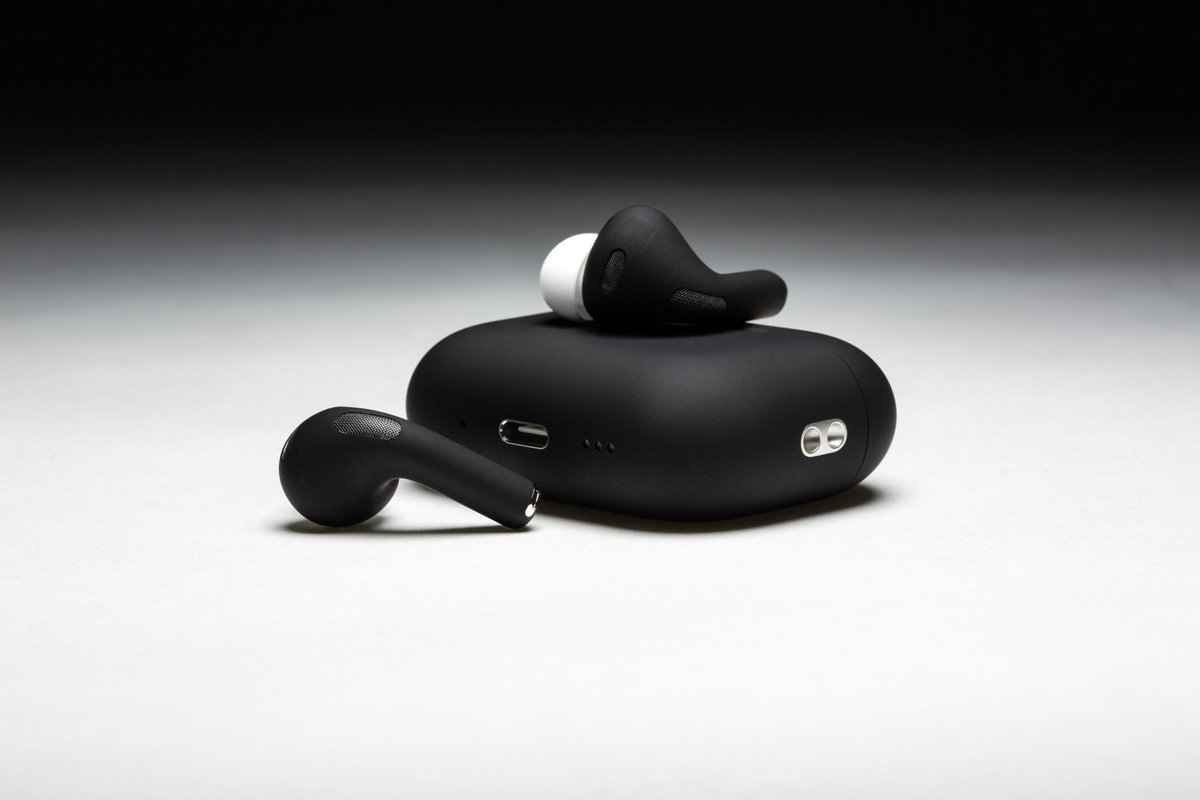ColorWare's tweet photo. Want Matte Black AirPods, but don't want to wait for the custom paint process?  We've got some ready pre-made and ready to ship - https://t.co/IEblIrcfXh https://t.co/0BRYlUI1le