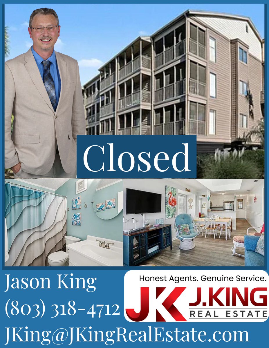 KingReal_Estate's tweet photo. Congrats to Jason King on another successful closing! 🎉

Thinking about making a move? Jason is ready to help you find the perfect place.

Learn more: https://t.co/kYuNhSR6YW

#JKingRealEstate #RealEstate #MyrtleBeach #ColumbiaSC #condo https://t.co/g6FzZdtXGI