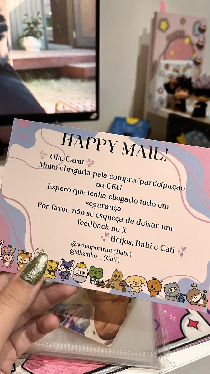 i2xujhs's tweet photo. feedback meeeega positivo para @dkzinho__ e @wonuportrait! por mais uma vez me entregarem meus itens com tanto cuidado, segurança e rapidez. obrigada, meninas! ⭐️💕 https://t.co/fLUjKogiNw