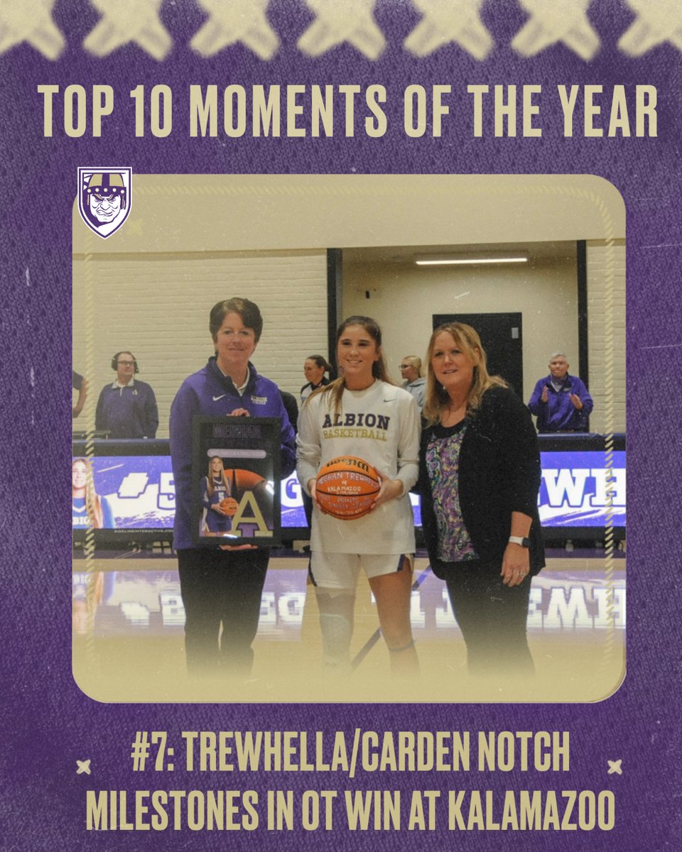 gobrits's tweet photo. The No. 7 moment from the 2025-26 athletics year featured history on multiple fronts. 

Trailing by nine with 1:34 left, @AlbionWBB rallied to force OT, where Meghan Trewhella broke the single-season program scoring record and Doreen Carden earned career win No. 400. https://t.co/Vhu2JOBfda