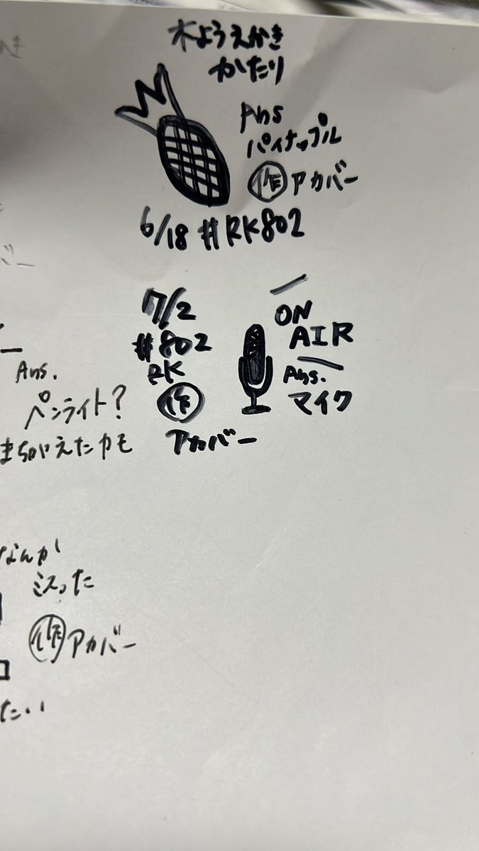 akabbba's tweet photo. #RK802
#木曜絵描き語り
答えは🎙️マイク🎤
オンエアーの綴りが一瞬ド忘れした！ https://t.co/uNPDEjDqk3
