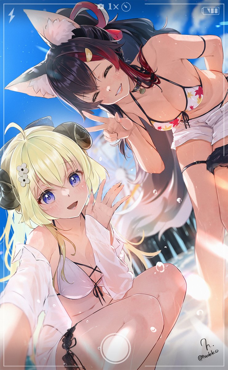 torokko's tweet photo. ミオしゃとわためぇ ロサンゼルスで記念写真📸
#みおーん絵 #つのまきあーと

Daily Illustration, Day 219 – 大神ミオ(Ookami Mio) &amp; 角巻わため(Tsunomaki Watame) https://t.co/LaoRJJFw8O