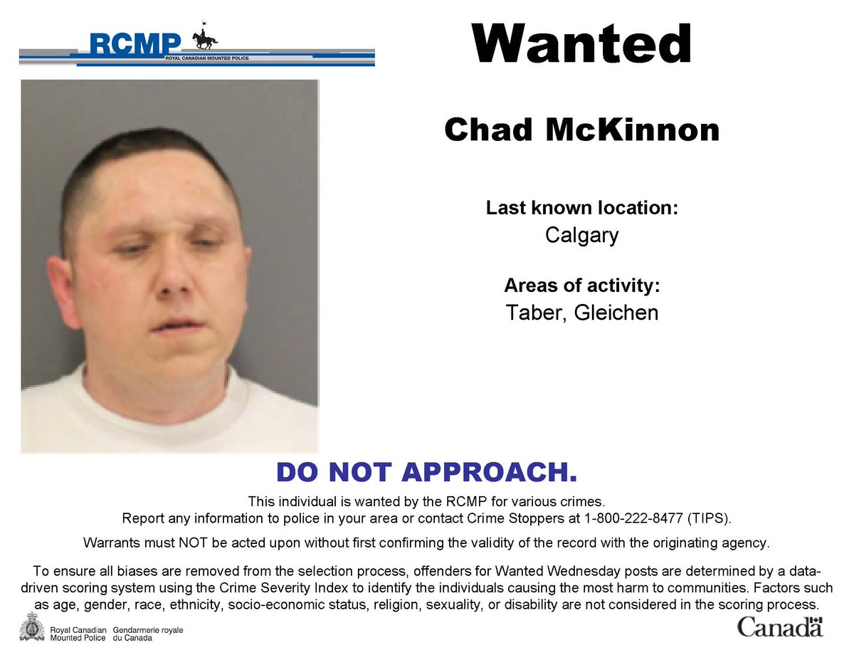 RCMPAlberta's tweet photo. #WantedWednesday: Chad McKinnon. Do not approach. https://t.co/QTDZbmKG34
