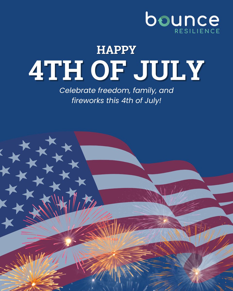 Bresilience's tweet photo. 🇺🇸 Happy Fourth of July!

Today we celebrate the resilience, courage, and freedom that inspire us to keep moving forward.

From all of us at Bounce Resilience, we wish you a safe, joyful, and meaningful Independence Day!

#FourthOfJuly #IndependenceDay #BounceResilience https://t.co/carikGzcuk