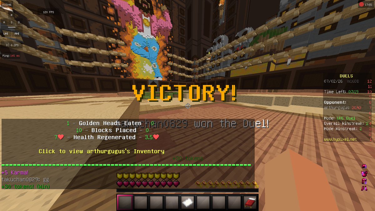 free_gamelife's tweet photo. #マイクラPVP #minecraftPVP #hypixel
本日の戦績
UHCデュエル:5勝
久々に勝てました。距離感がわかってきたりきてなかったり、、、、。とりあえずWタップ最強ということだけわかりました。 https://t.co/3JbEA43mZr