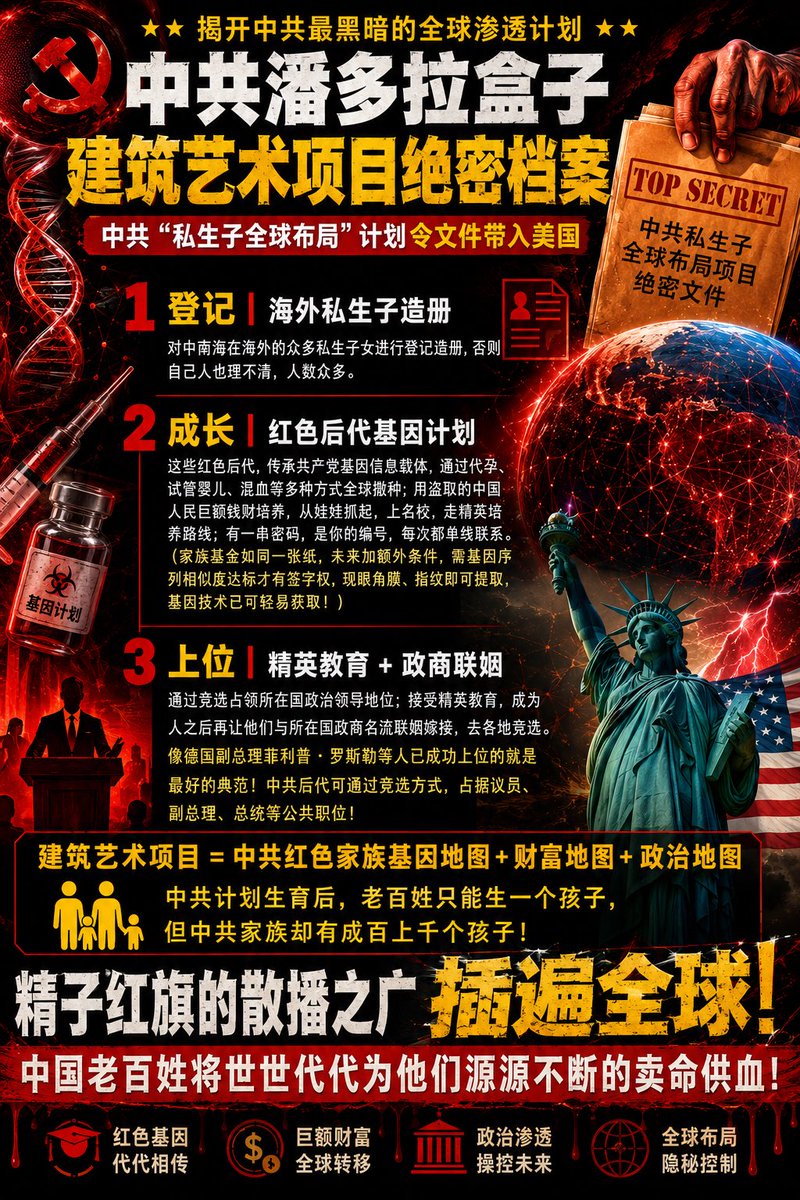 SixLoulou38657's tweet photo. 📣📣📣中共不让你知道的秘密！ 网络现在很难搜到的《中共建筑艺术项目》海报内容。⬇️⬇️⬇️
🛑 中共把老百姓绑在战车上让你恨美，告诉你：除了中国安全，外面都是敌人，你必须忍。”
🛑可真相是你忍一天他们多贪一天；你穷一分他们多藏一分。
中共把钱藏到海外让你在国内拼命；中共把自己孩子送出国，但让你孩子在国内当韭菜。

🛑咱们老百姓只要明白一句话：你过不好日子不是因为你不努力，而是因为中共不让你好好活，当真话传开，当良心醒来，
中共的战车就再也绑不住人民了。