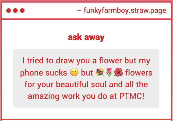 funkyfarmboy's tweet photo. thank you for the flowers! <3 https://t.co/fMw1OwpGTF