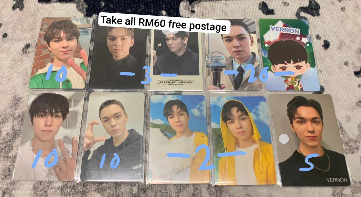 carrotsofme's tweet photo. WTS Mingyu Vernon Official 

Price on pic!! 
- can buy set / loose  
- fast payment only / fast postage 
- can buy loose or set (price on pic)

Dm if interested 

@PasarSeventeen #pasarSEVENTEEN #pasarSVT #pasarseventeenmy #pasarkpop @SVTTRADINGMY @svtradingmy https://t.co/0xmrGwke9g