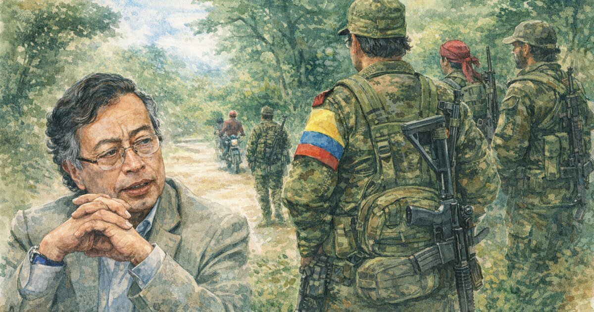 infobaecolombia's tweet photo. Gustavo Petro afirma que en Colombia “ya no existen” las guerrillas como actores armados: “Son solo una ficción” https://t.co/K3DlfYYqoG https://t.co/toC4MFy4hb