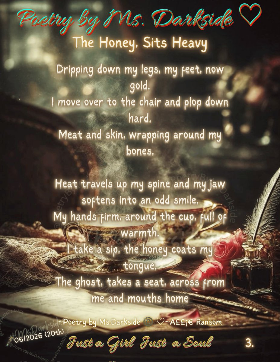 LipstickAbuser's tweet photo. The Honey, Sits Heavy
Page 3.
~Poetry by Ms.Darkside ©️♡
~A££¡€ ♥︎
#poetrybymsdarkside ♡ #writing #poetry #writingcommunity
#poetrycommunity #Honey #Metaphoric
... https://t.co/P35lbypZSP