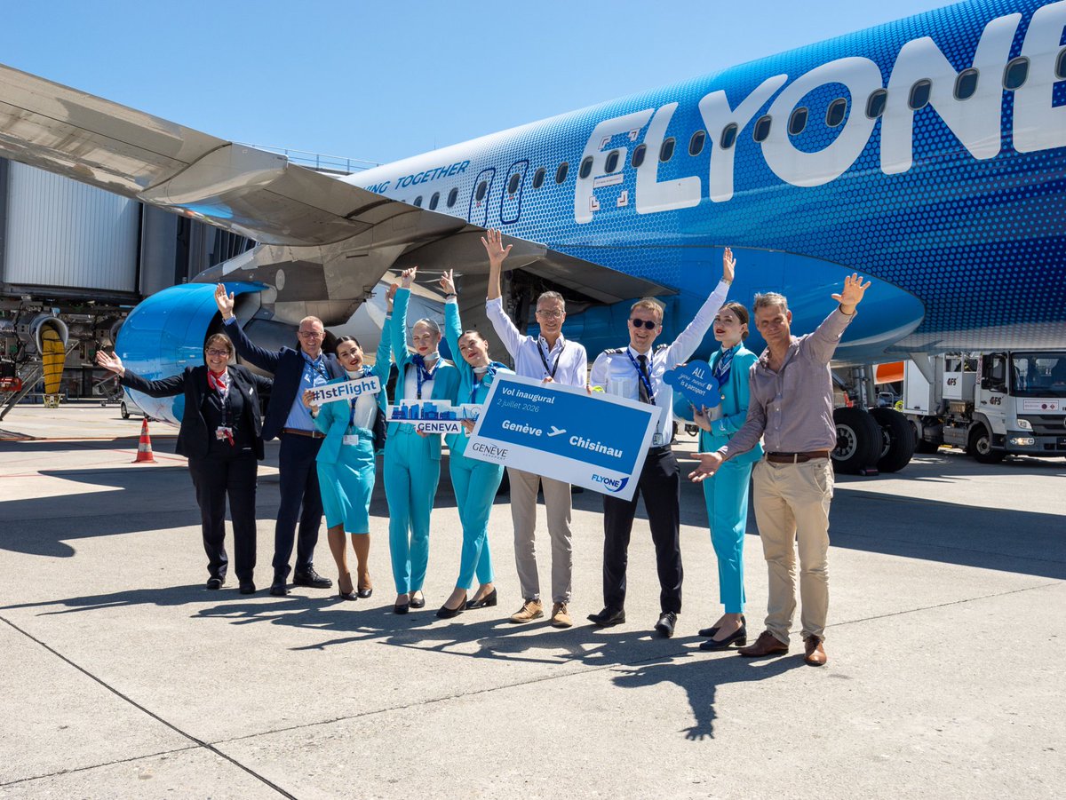 Gate7aviation's tweet photo. Bienvenue à FLYONE !
La compagnie moldave a inauguré aujourd’hui sa nouvelle liaison directe entre #Genève et #Chișinău.
Cette nouvelle route sera opérée deux fois par semaine et renforce les connexions entre Genève et l’Europe de l’Est.
#FLYONE #moldavie #Genèveaéroport #airlinenews #Newroute