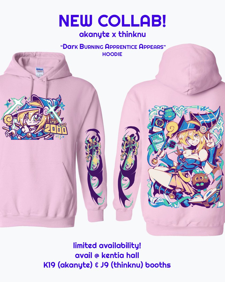 akanyte's tweet photo. ✨ Dark Burning Apprentice Appears! ✨

The newest collab between me and @thinknuofficial for this year!!  We'll have hoodies at our booths (thinknu @ J9 and akanyte @ K19) and I'll also have prints at my booth!

#animeexpo2026 #yugioh https://t.co/xph8dp2vmN